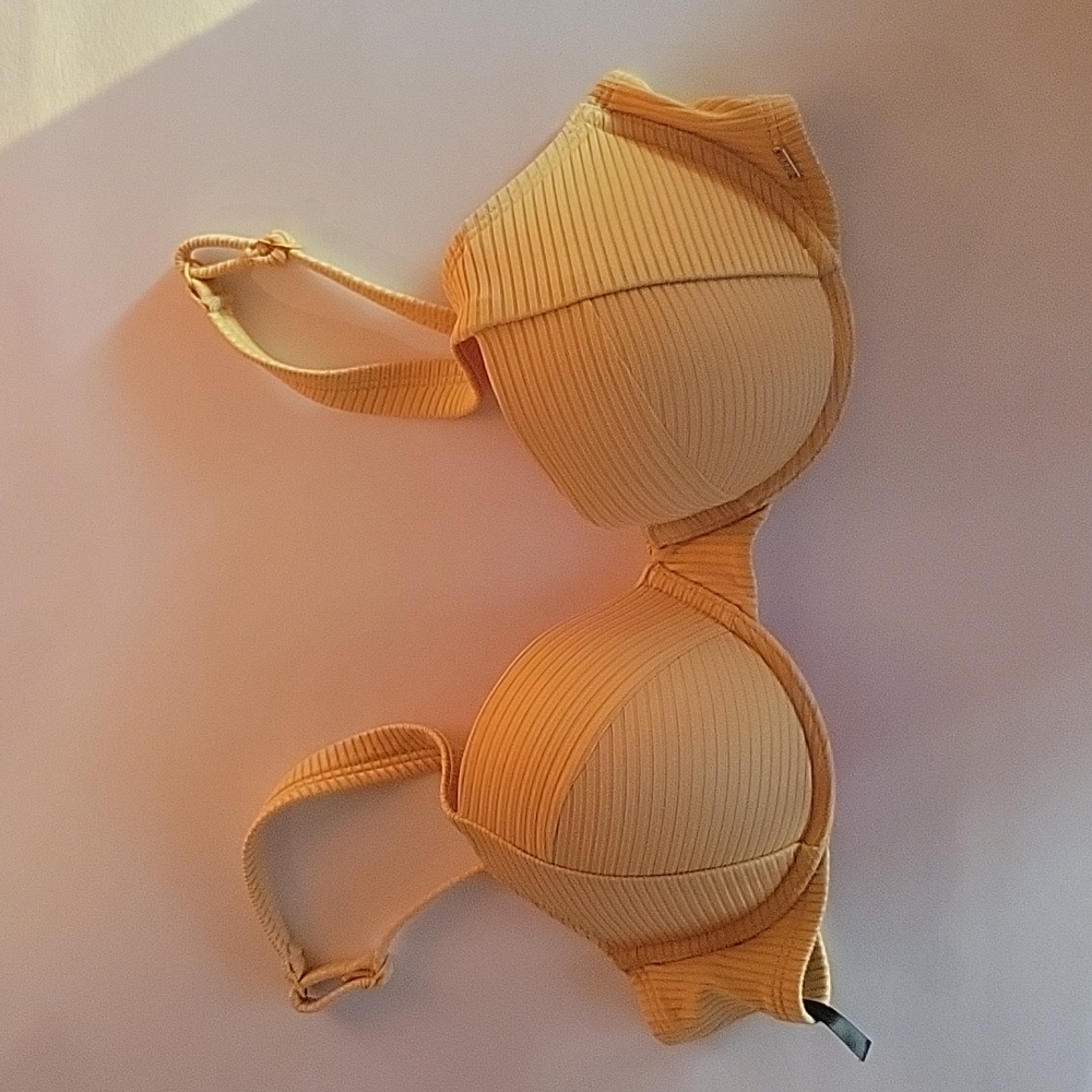 PINK yellow bikini top and bottom size large